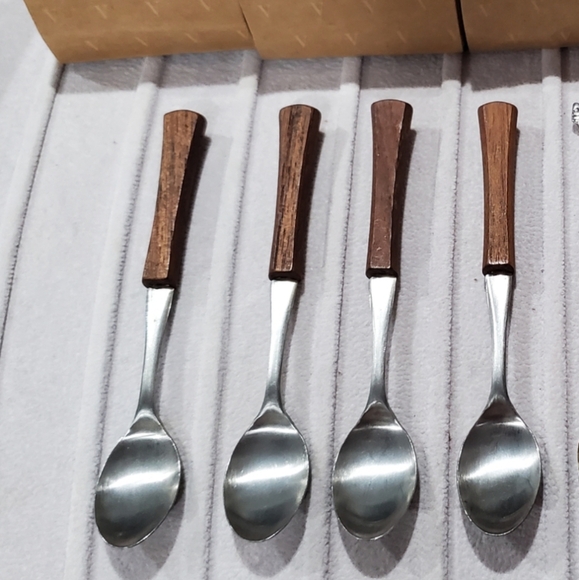 MCM Japan Wood Handle Coctail Appetizer Spoons - Set of 4 🥄🥄🥄🥄 Vintage - Picture 4 of 10